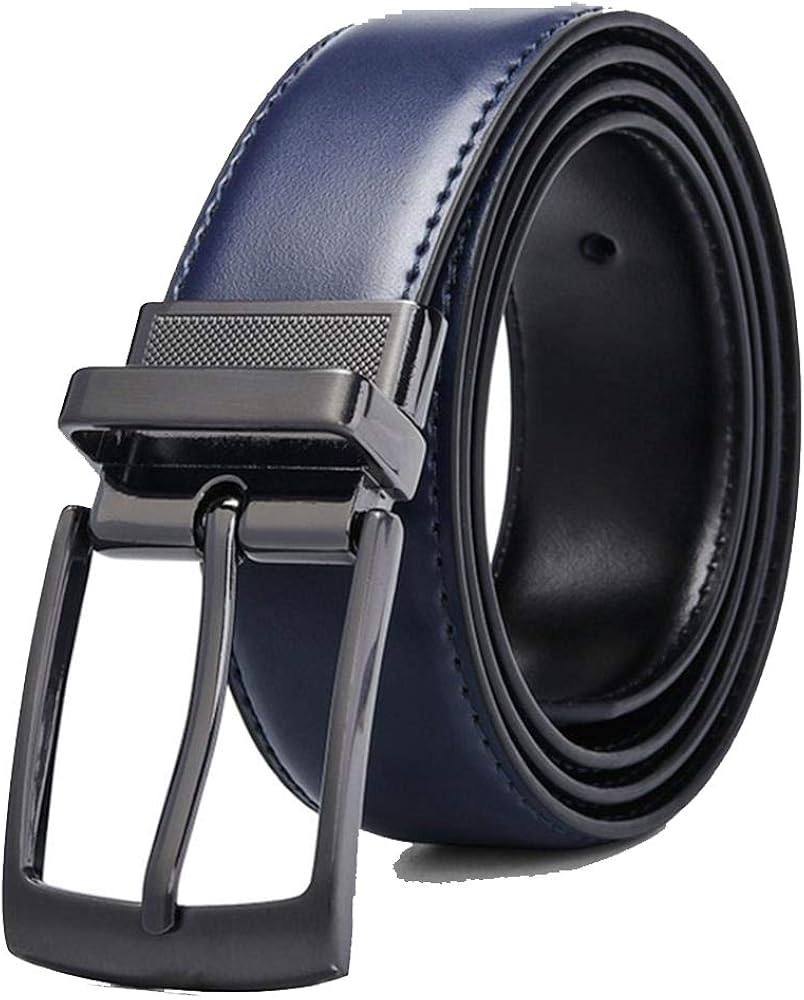 Luxury Fashion Male Reversible Leather Belt Men Business Trouser Belts For Jeans Blue Dark Brown