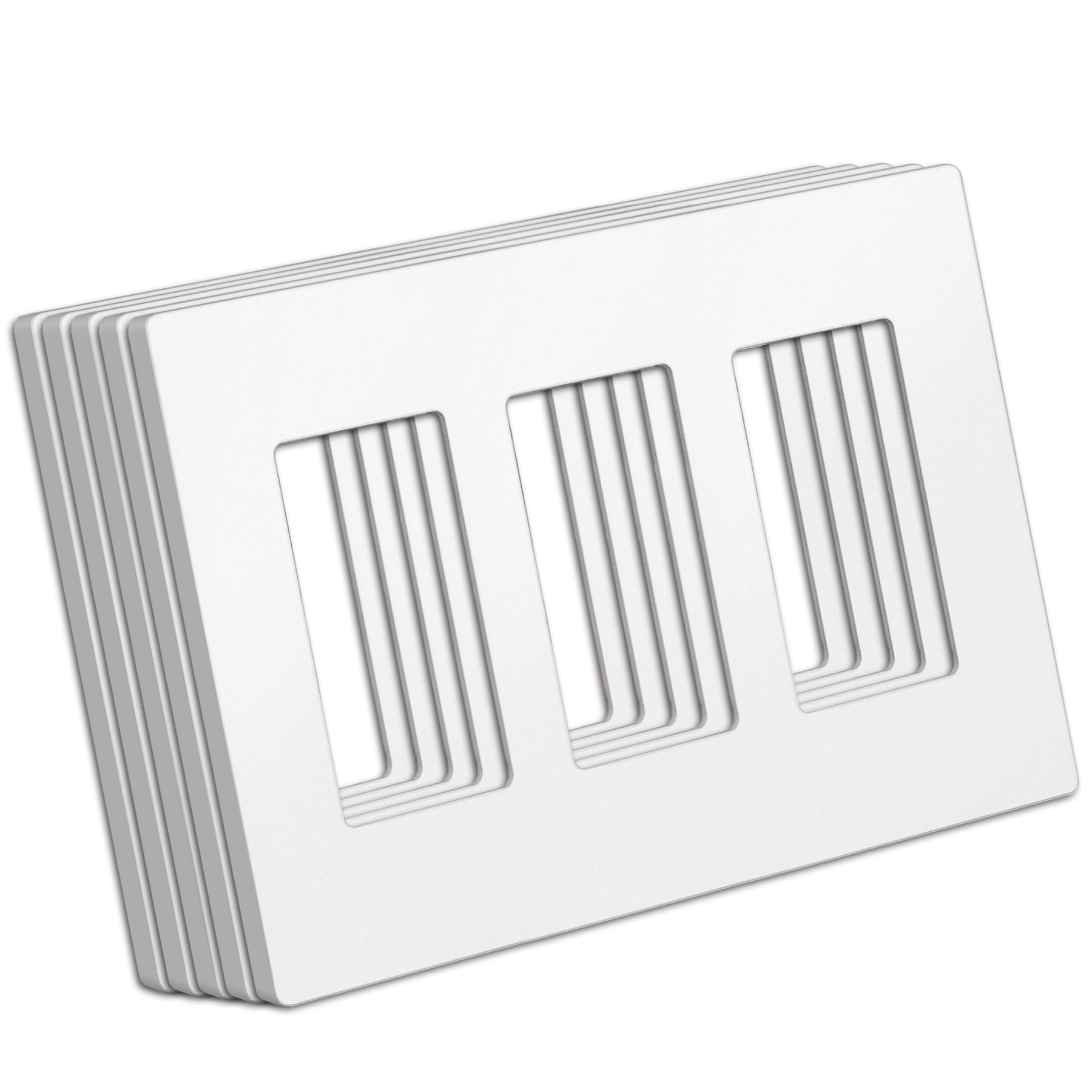 Photo 1 of BESTTEN (5 Pack) USWP4 Matte White Series, 3-Gang Screwless Wall Plate, Decor Outlet Cover, H4.69” x W6.54”, for Light Switch, Dimmer, USB, GFCI, Receptacle, UL Listed