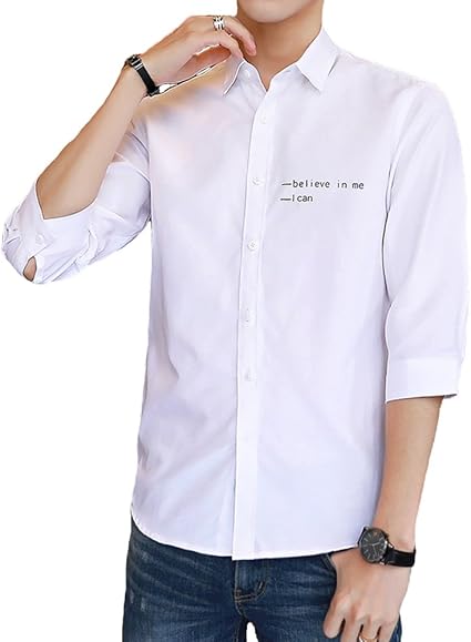 Amazon Loyee Yシャツ メンズ シャツ 七分袖 無地 M 3xl S57 ホワイト 3l シャツ 通販