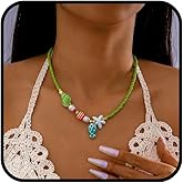 sunglnl Fish Necklace For Women, Contrasting Stacked Necklaces Colorful Beaded And Ceramic Fish Pendant Starfish Beach Jewelry Gift