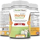 Horny Goat Weed extract with Maca Root, Tongkat Ali, Panax Ginseng, Saw Palmetto & 6 other ingredients. Supports libido for extra performance and desire. The formula aids in mental alertness all the while supporting immune system. The bottle contains unique blend of clinical strength supplement for men and women with over 1400 mg of natural herbs â€“ 60 tablets (or 1 month supply).