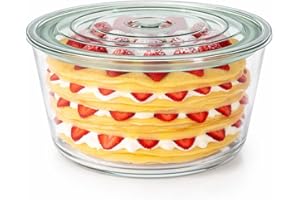 Dewsea 2-in-1 Trifle Bowl with Secure Lid, 3L/100oz Glass Trifle Dish for Serving and Storage, Large Clear Dessert Bowl for L