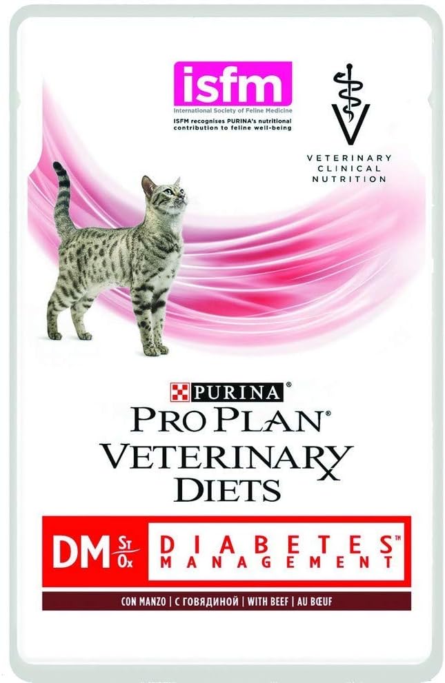 PURINA PPVD Feline DM Beef Pouch Cat Food 10 x 85 g, 85 g (Pack of 10)
