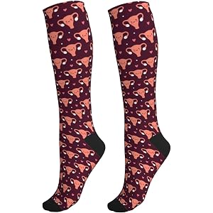 AIMASTZ Hen Floral Compression Socks for Women Men | Knee High Support Stockings for Running Travel Nurse Flight Athletic