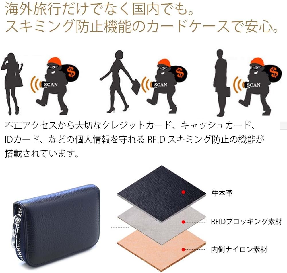Amazon Climb Fish 本革 クレジット カード ケース スキミング防止 Rfid カード入れ じゃばら 大容量 メンズ レディース 4 グレー Lug クレジットカードケース