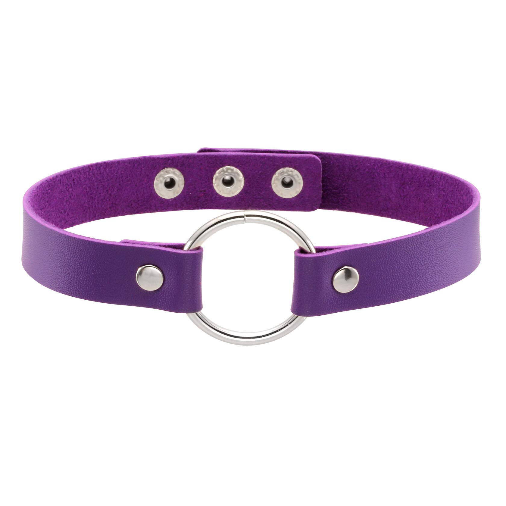 JJDreams O Ring Collar Vintage Soft PU Leather Choker Adjustable Punk Rock Necklace for Women