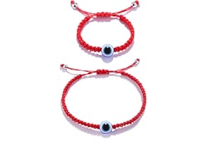 Sucanra Evil Eye Bracelet Adjustable Lucky Red String Kabbalah Protection Bracelet Mommy and Me Matching Bracelet Set for Family boys girls