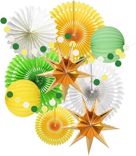 Amazon Com Yellow Green White Summer Party Decorations Hanging