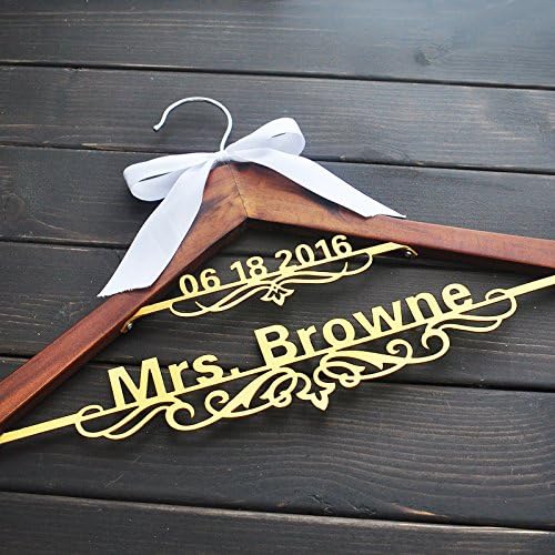 Bride Hanger, Personalized Wedding Hanger , Dress Wedding Party Gift, Bridesmaids Gift, Double Hanger,Wedding Name Hanger Gold color