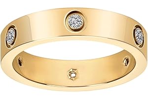 Aojun Fashion Classic 14K Gold Plated Cubic Zirconia Women Stacking Love Ring | Gold Eternity Band for Women | Best Gifts Valentine's Day