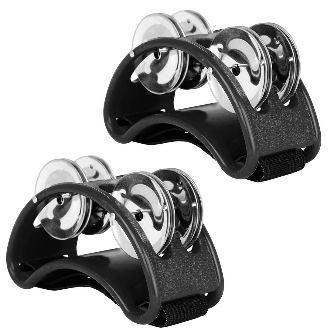 POFET 2pcs Foot Tambourine, Foot Shaker Percussion Pedal Foot Drum With Steel Jingle Bells Musical Instrument Accessories For Concerts, Party Drum