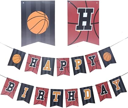 Amazon Com Haimimall Nba Basketball Happy Birthday Banner Basketball Party Decoration B Day Banner March Madness Sports Balloons Ideas Favor Supplies Health Personal Care
