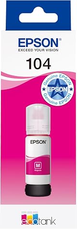 Epson EcoTank 104 Magenta Ink Bottle High Yield 7500 Pages Genuine