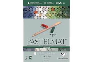 Clairefontaine Pastelmat Glued Pad - Palette No. 5 - (12 x 15 3/4 Inches) 30 x 40 cm - 360g - 12 Sheets - Dark Green, Light G