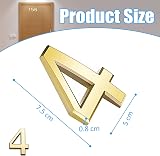 Acehome 3 Inch Front Door Numbers 4pcs Gold 3D Self Adhesive Sign Chrome ABS view 2