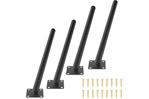 KARINA QURATZ Set of 4 Furniture Legs 12 Inch Modern Furniture Legs Mid Century Oblique Conical Metal Legs Metal High Tapered Slant Feet Sofa Replacement Legs for Desk, Cabinet, Table+Mounting Screws(Black)