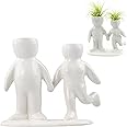 NW Wholesaler 5 Inch White Ceramic People Holding Hands Shaped Planter for Air Plants (Ceramic Planter only) - Table Top Disp