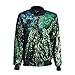 HaoDuoYi Womens Casual Lightweight Sequin Zipper Bomber Jacket