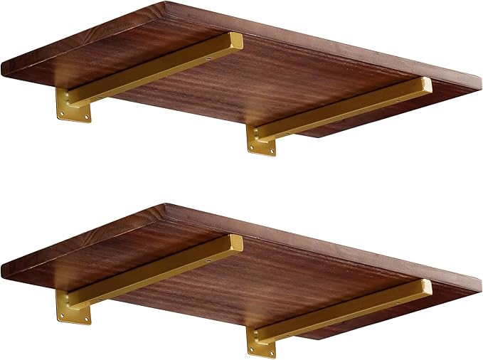 14 Inch Gold Shelf Brackets, Wall Mounted Metal Golden Brackets for