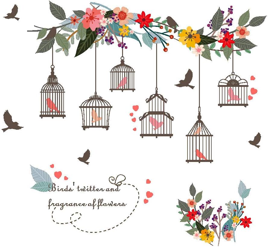Dacitiery Wall Stickers, Forest Green Leaf Wall Sticker Background Living Room DIY Art Home Decoration (birdcage)