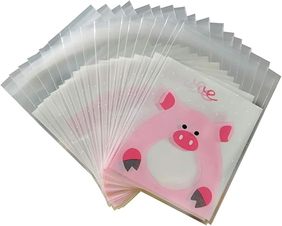 Amazon ラッピング袋 0枚 袋 小袋 お菓子 10x11cm お菓子用袋 ラッピングバッグ クッキー チョコマドレーヌ ラッピング 包装袋 小分け おしゃれ プレゼント 手作り 製菓用品 豚 ギフトバッグ 袋 文房具 オフィス用品