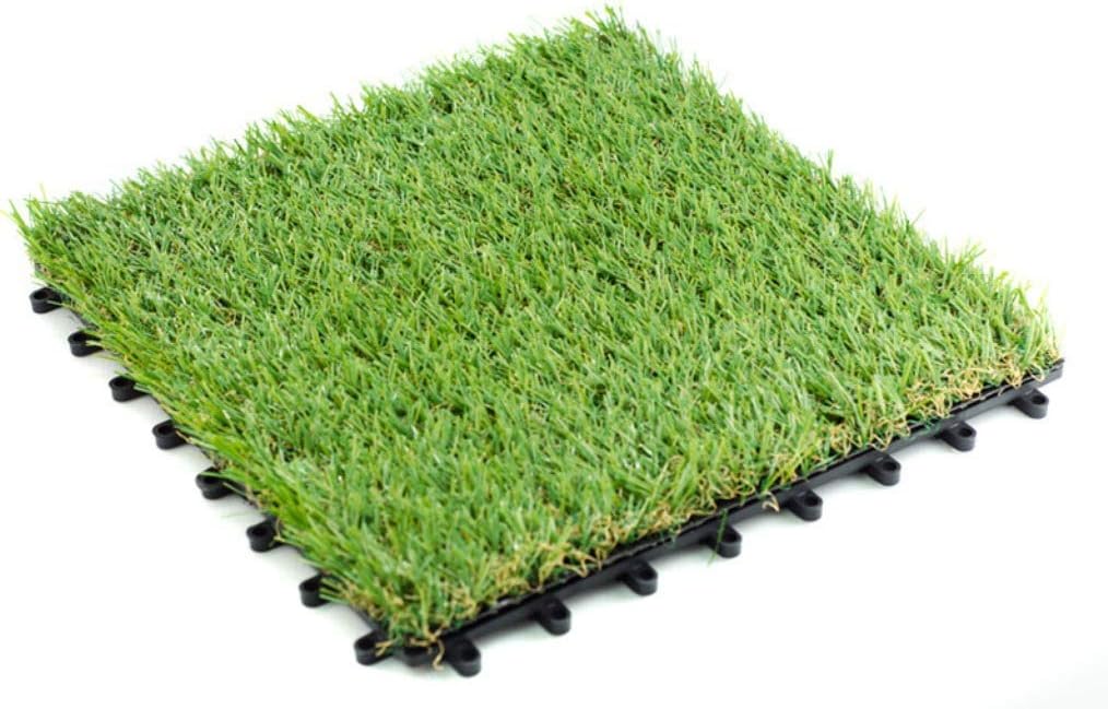 Pet Zen Garden Premium Artificial Grass Interlocking Tile w/Drainage Holes | 4-Tone Synthetic Grass Tile | Height of Tile with Grass Blades - 35mm | Extra-Heavy & Soft Pet Turf