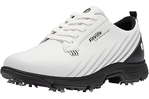 FitVille Wide Mens Golf Shoes Waterproof Lightweight Golf Shoes Men Spiked Extra Cushioning for Flat Feet Arch Support Heel Pain Relief