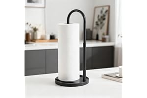 GOWODOOO Paper Towel Holder Countertop,Black Paper Towel Holder,Standing Portable Paper Towel Holders for Kitchen,Living Room