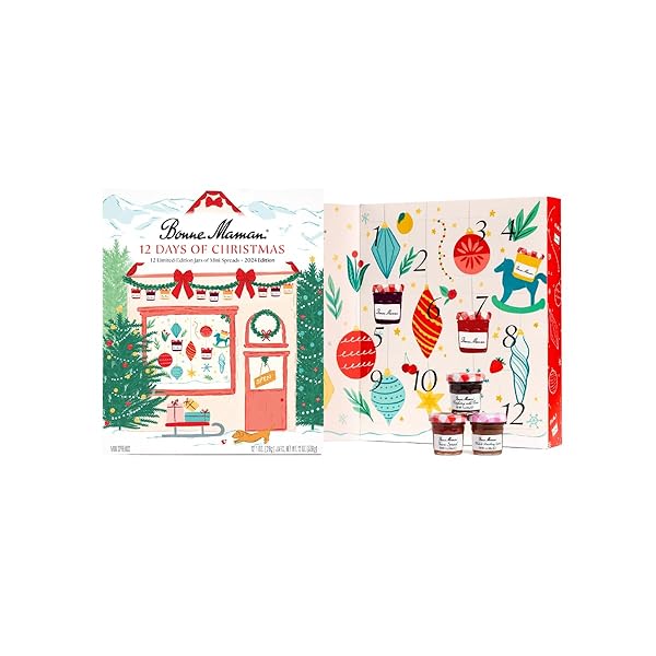 BONNE MAMAN 2024 LIMITED EDITION “12 DAYS OF CHRISTMAS”, 12 MINI SPREADS