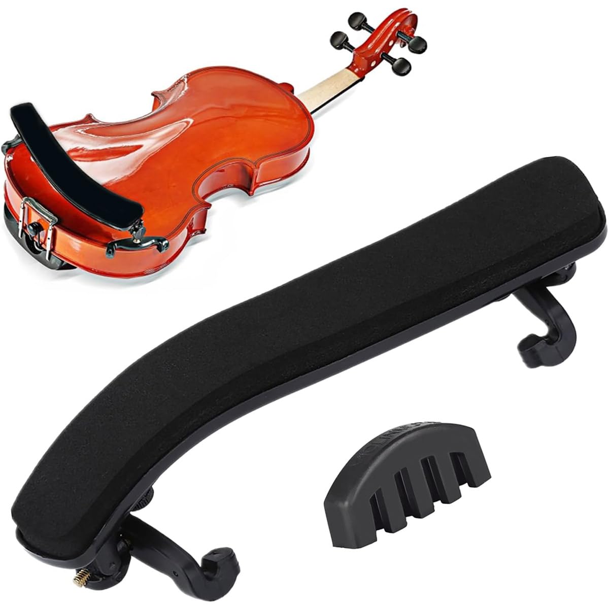 CUEMOON Shoulder Rest for Violin 3/4 and 4/4, Shoulder Rest for Viola Shoulder Rest Purple Adjustable Plastic Shoulder Rest with a Practice Mute Violin