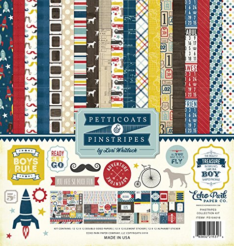 Echo Park Paper Company PS104016 Boy Petticoats & Pinstripes 12x12 Collection Kit