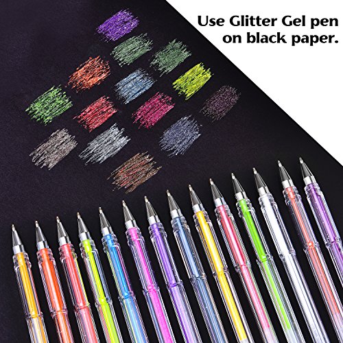 UnityStar 120-Set Glitter Gel Pen for Adult Coloring Books,60 Glitter Colors & 60 Ink Refills