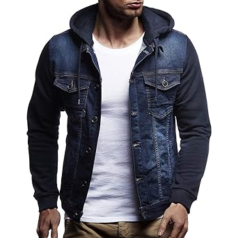 Youthny Herren Jeansjacke Jacke Hoodie Strickjacke Kapuzenpullover Vintage Jeans Jacke