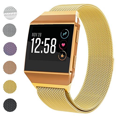 SWEES Metal Bands Compatible Fitbit Ionic Smart Watch, Milanese Loop Stainless Steel Metal Replacement Accessories Small Large Women Men, Silver, Black, Rose Gold, Colorful