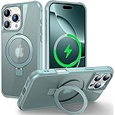 CHAOFEnG Magnetic Compatible with iPhone 16 Pro Case with Stand [Military Grade Drop Tested][Compatible with Magnet] Ring Translucent Slim Hard Back Soft Edge, Teal Green