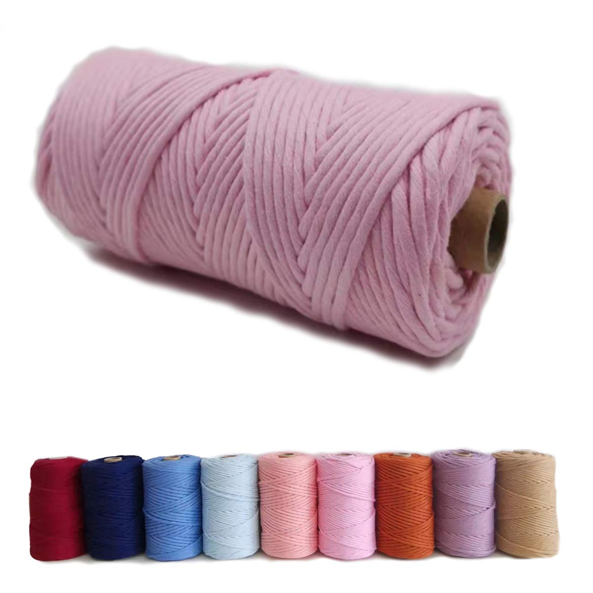 21S 4mm*110Yards Macrame Cord Rope - Luxury Soft 100% Macrame Cotton Cord Colored One String Twisted Rope for DIY Crafts Wall Hanging, Plant Hangers, Wool Weaving