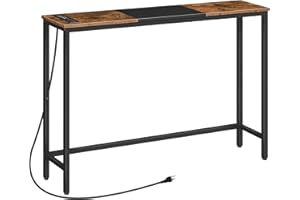 HOOBRO Narrow Console Table with Power Outlets, 44.9-Inch Sofa Table, Slim Behind Couch Table, Entryway Display Shelf, for Li