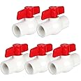 5 Pack 3/4'' PVC Ball Valves, T-handle Water Shut-Off Ball Valve Threaded (NPT), PVC Ball Valve 3/4 inch for Water Project, Swiming Pool, Sewage Pump, Irrigation System, Rated at 150 PSI, Thread