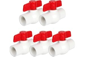 YADIAN 5 Pack 3/4'' PVC Ball Valves, T-handle Water Shut-Off Ball Valve Threaded (NPT), PVC Ball Valve 3/4 inch for Water Project, Swiming Pool, Sewage Pump, Irrigation System, Rated at 150 PSI, Thread