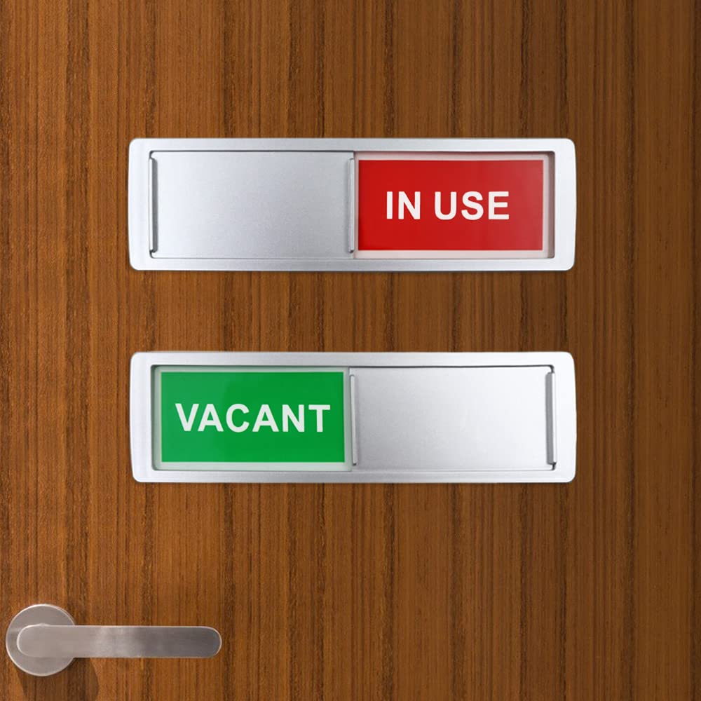 2 Pieces Vacant In Use Sign, 18 x 5CM Slider Door Indicator Sign, PrivacySign for Office Door, Vacant Occupied Office Sign(Silver)