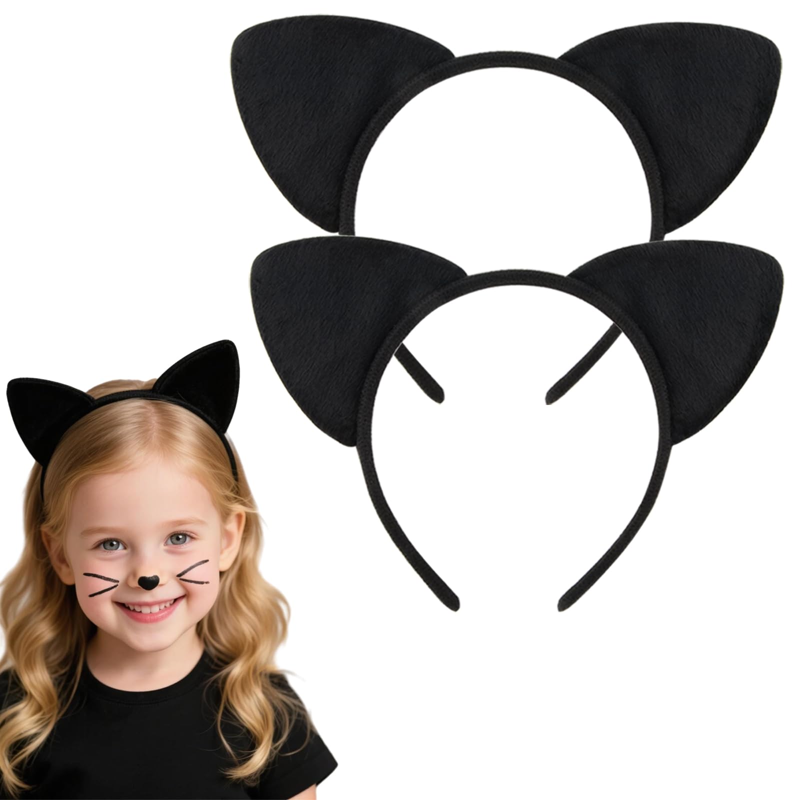 Balloome Black Cat Ears Headband Women Ears Costume Soft Kitty Ears Headband 2 PCS for Cosplay Halloween Christmas Party Daily Decoration (cartoon)