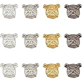 OLYCRAFT 12Pcs Bulldog Head Beads with 2mm Hole Golden/Platinum/Silver/Black Alloy Puppy Beads European Style Spacer Bead Animal Shaped Loose Bead for Necklace Bracelet Pendant Jewelry Accessories