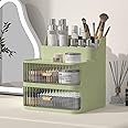 Makeup Organizer, Stackable Make Up Organizer for Desk with Drawers, Skincare Organizers for Lipstick, Lotion, Mask, Cream, Essence, Air Cushion, Liquid Foundation, Concealer (Green)