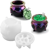 Actvty Witch Cauldron Resin Molds, Bubble Cauldron Jar Silicone Molds for Epoxy Resin Casting, Halloween Jar Mold with Lid DIY Jewelry Storage Box, Candy Container, Candle Jars