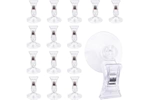 Sekonow 15Pcs Suction Cup Clips, Splash Guard Shower Curtain Clips, Window Glass Suction Cup Hooks with Clips for Advertising Display Aquarium Plant Holder Car Home Office