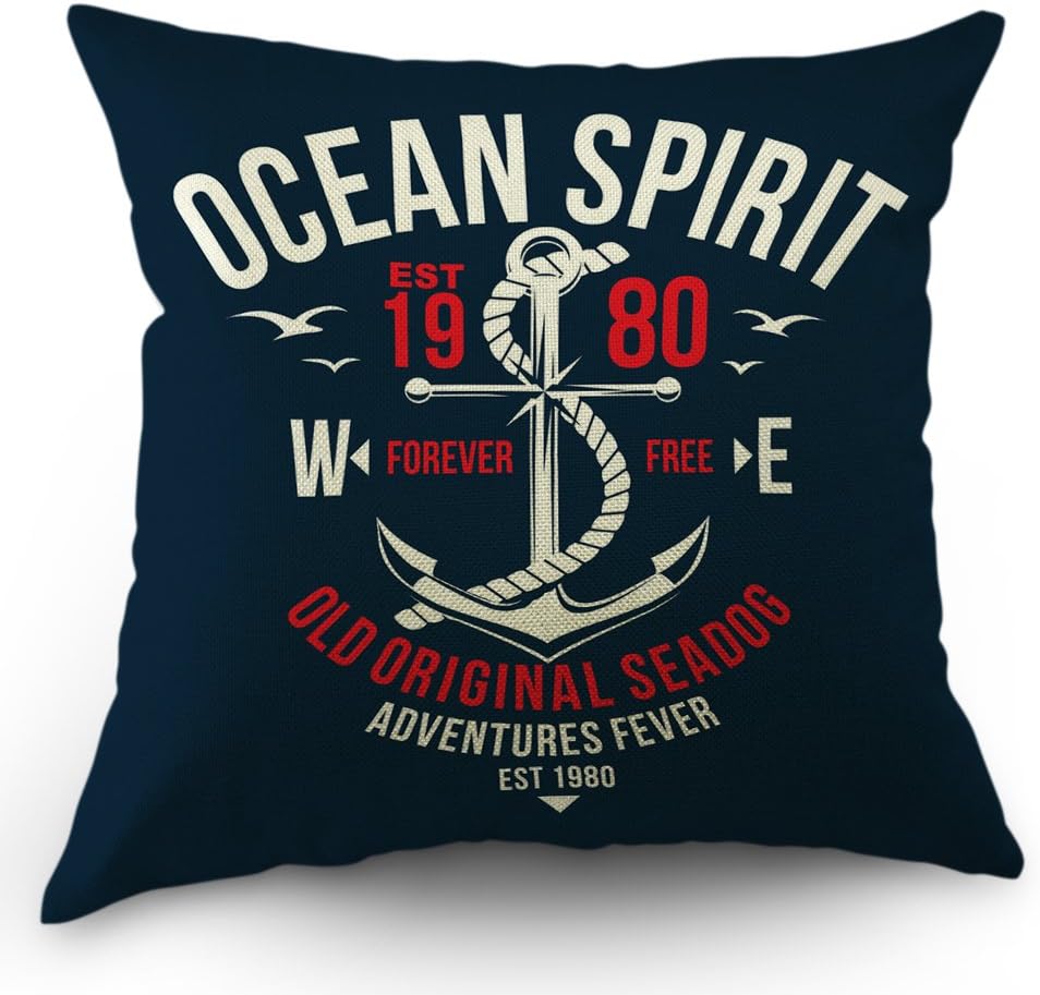 Amazon Com Moslion Nautical Throw Pillow Cover Ocean Spirit