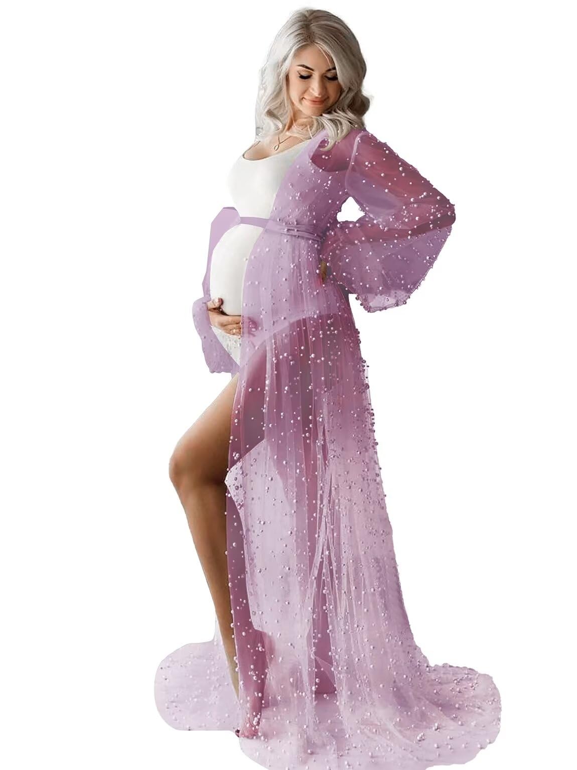 Womens Tulle Maternity Dress for Photoshoot Pearl