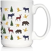 Bevvee Rustic Outdoor Animals Coffee Mug - Nature Lovers Gifts for Women & Men - Large 15oz White Ceramic