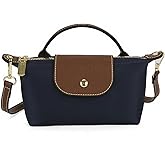 Navy Blue Mini Nylon Crossbody Bag for Women, Lightweight Small Handbag with Top Handle & Adjustable Strap, Everyday Casual Purse