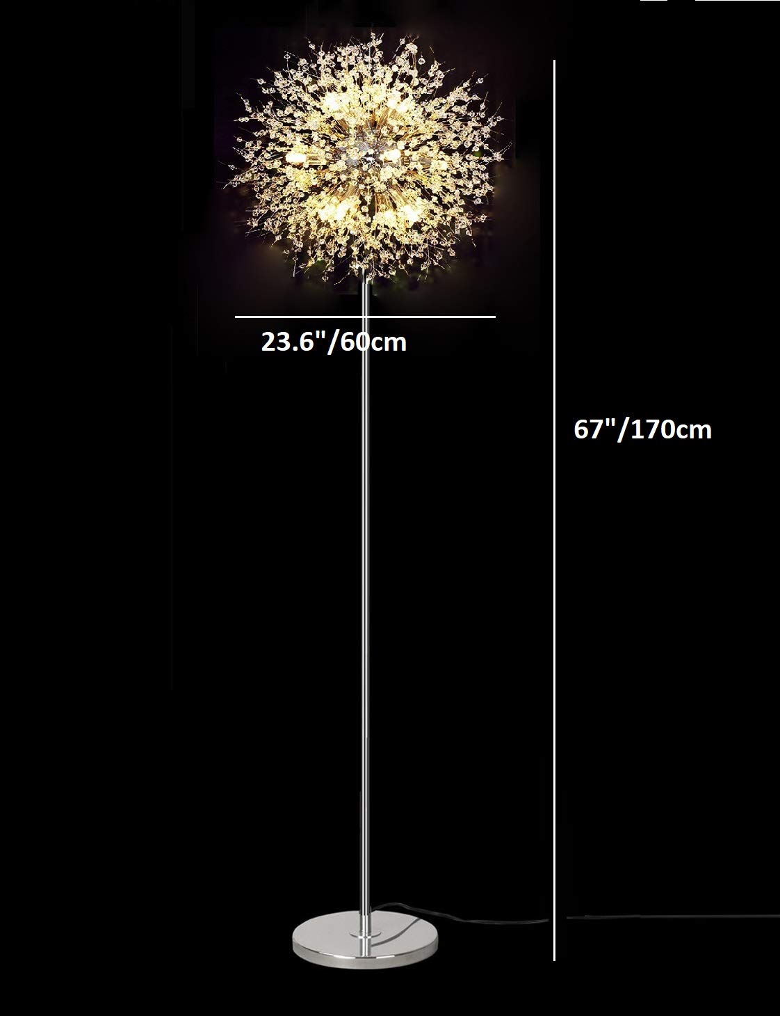 Dellemade Td00911 Sputnik Chandelier Floor Lamp Fireworks Silver Floor Lamp For Bedroom Living Room Or Girls Room